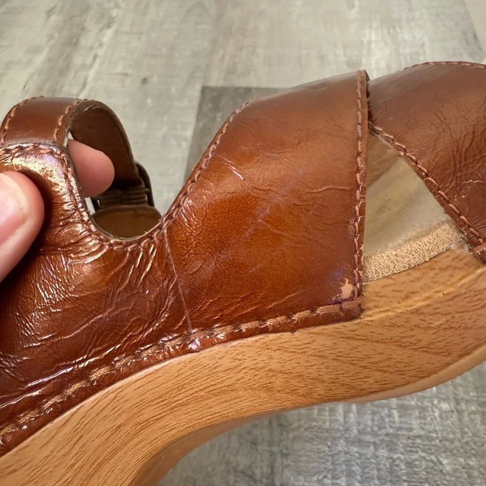 Dansko Sela Brown Leather Strappy Sandal Clogs Size 40 (US 9.5-10)